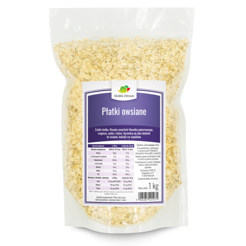 Płatki owsiane - zwykłe naturalne 100% - 1kg