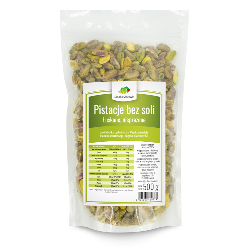 Pistacje łuskane - bez soli całe - 500g